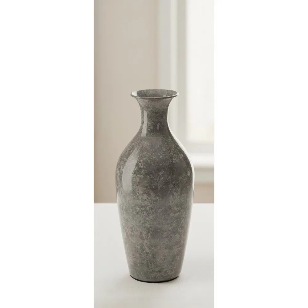 

Elegant 12 Inch High-Gloss Gray Vase - Modern Traditional Decor for Home Centerpiece