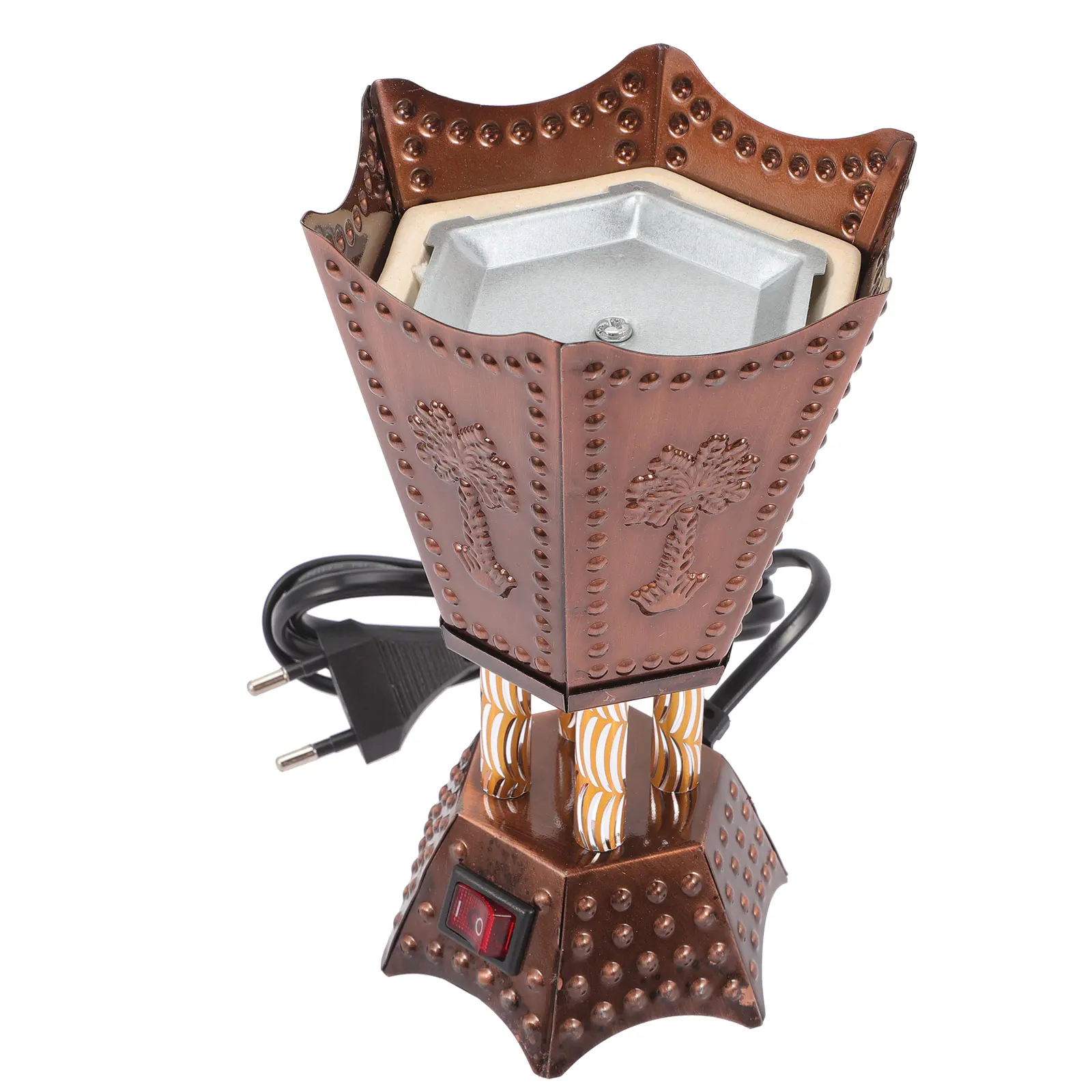 

Elektrische Duftlampe Incense Burner Vintage Metal Holder Plug In Electric Censer Decorative Home Aromatherapy Scented Wood