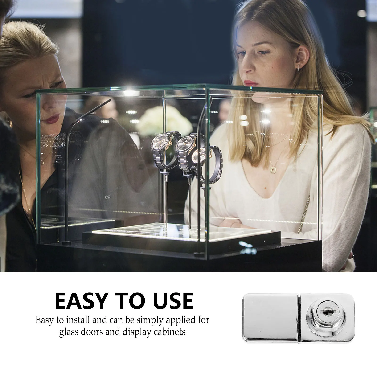 

1Set Glass Cabinet Lock Premium Zinc Alloy Anti-Theft Door Latch for Showcase Wine Cabinet Security Heavy Duty Display Furniture