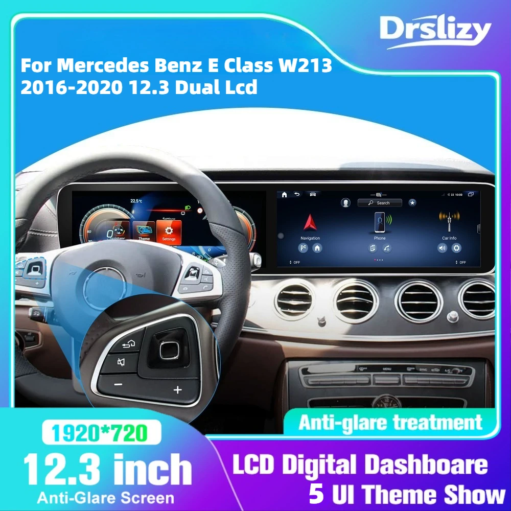 

Для Mercedes Benz E Class W213 2016-2023 12,3 двойной ЖК-дисплей приборная панель цифровая приборная панель carplay авторадио navigazione 5.5NTG