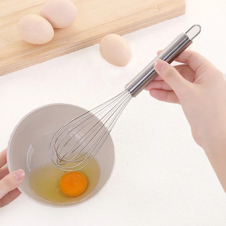 8-inch 6-wire manual egg beater Stainless steel multi-purpose cream and egg white beater Hand blender