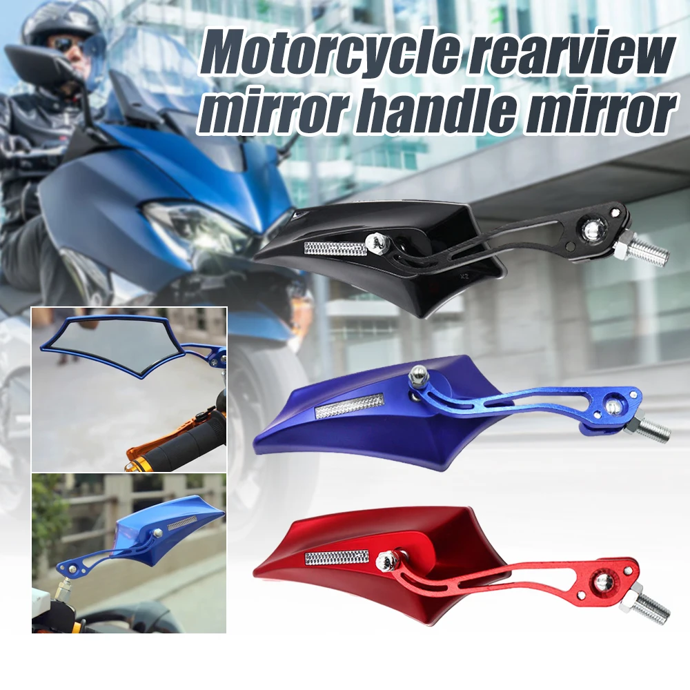 1 Pair Motorcycle Rearview Mirror Adjustable Rotating Aluminum Alloy Handlebar Mount Rear View Mirrors for Scooter Motorcycle