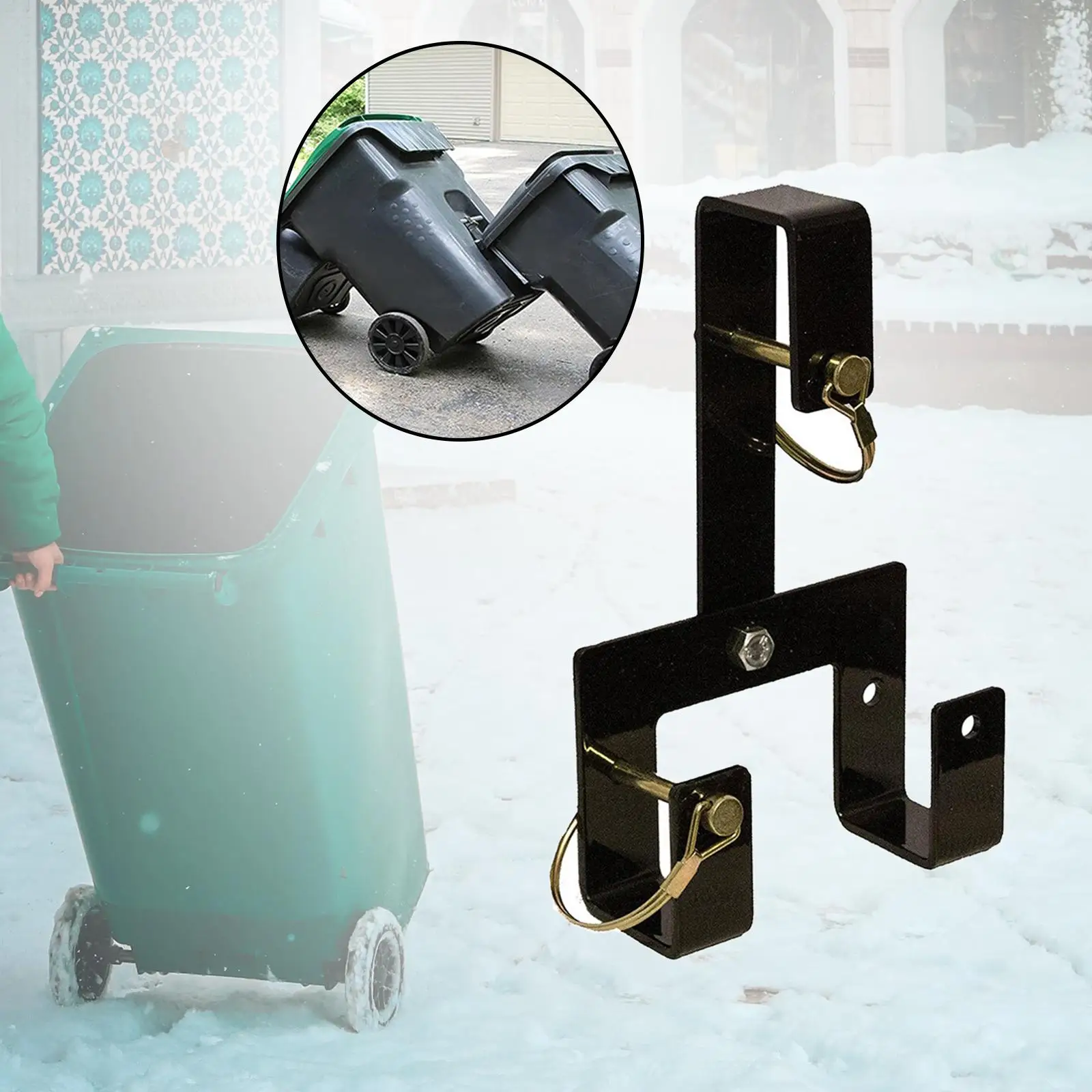 Garbage Can Couplers Easy to Use Carrier Durable Trash Can Transporter Hauler Hook for Trailer Cart Truck Auto Accessory