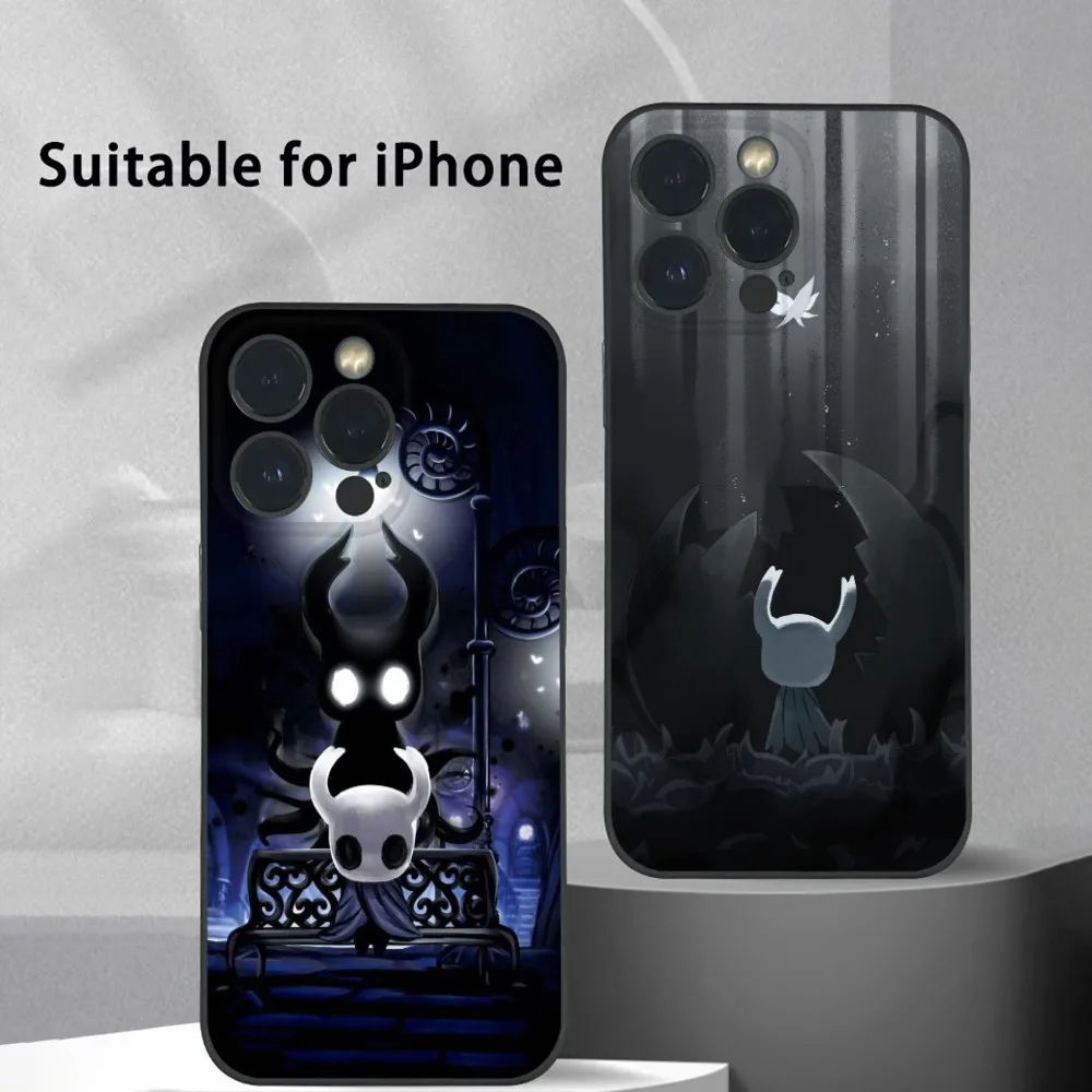 

H-Hollow Knight Cartoon Phone Case For iPhone 16 15 14 13 Pro Max Plus Mini Frosted Soft Shell Funda