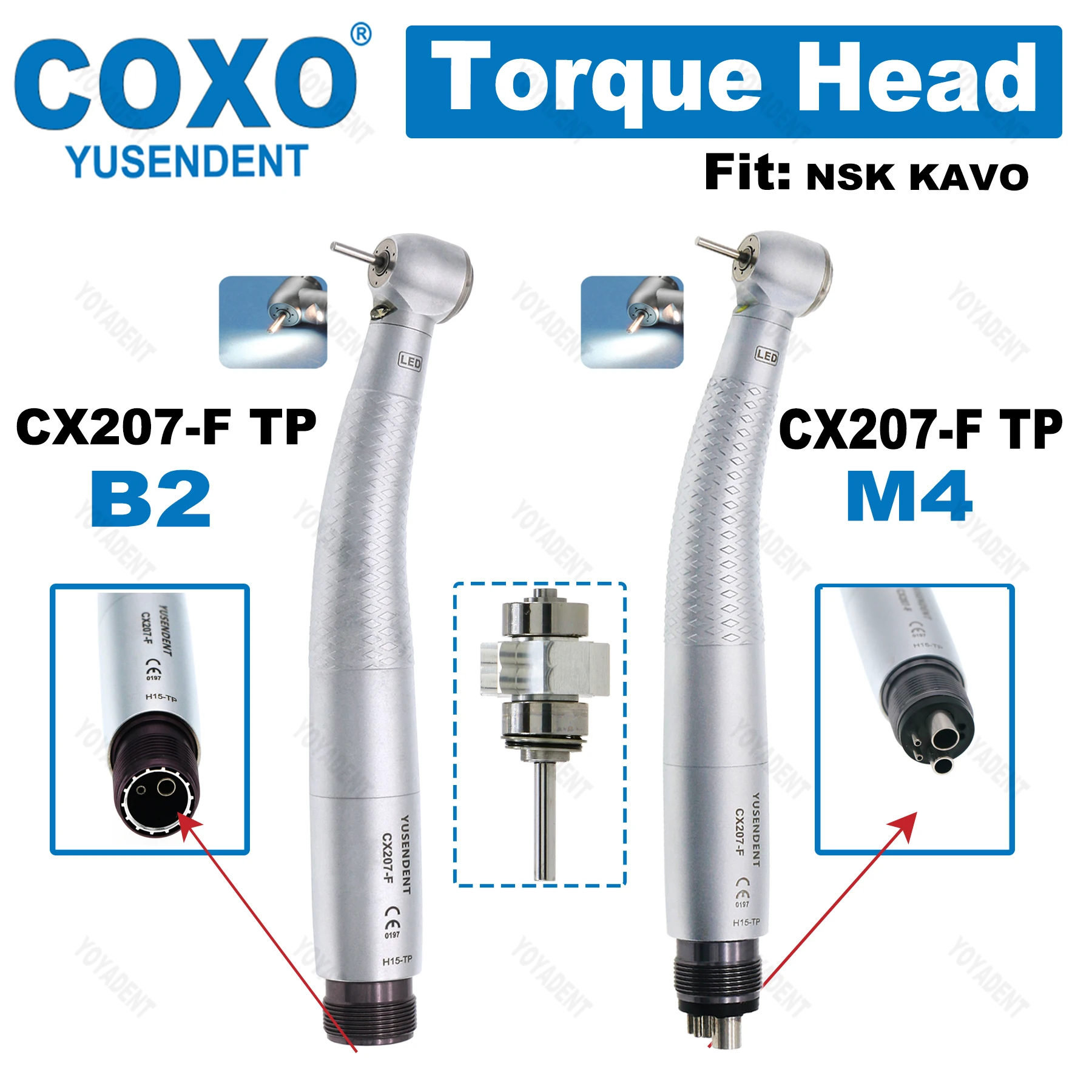 

COXO Dental LED Handpiece High Speed Handpiece Button Torque Head Air Turbine Coupler E Generator 2/4 Holes Fit NSK KAVO