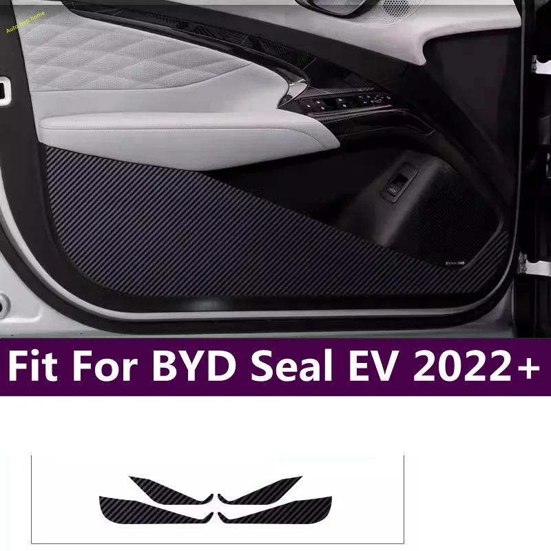 

Anti Kick Pad Black Carbon Fiber Sticker Protective Cover Anti-Dirty Film Strip Cover Trim Fit For BYD Seal EV 2022 2023 2024