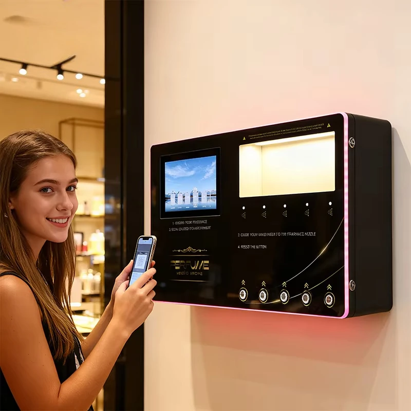 

Smart Automatic 5 Spray Nozzle Perfume Dispenser Vending Machine Customized Card Reader Cash Coin Acceptor Easy Operation