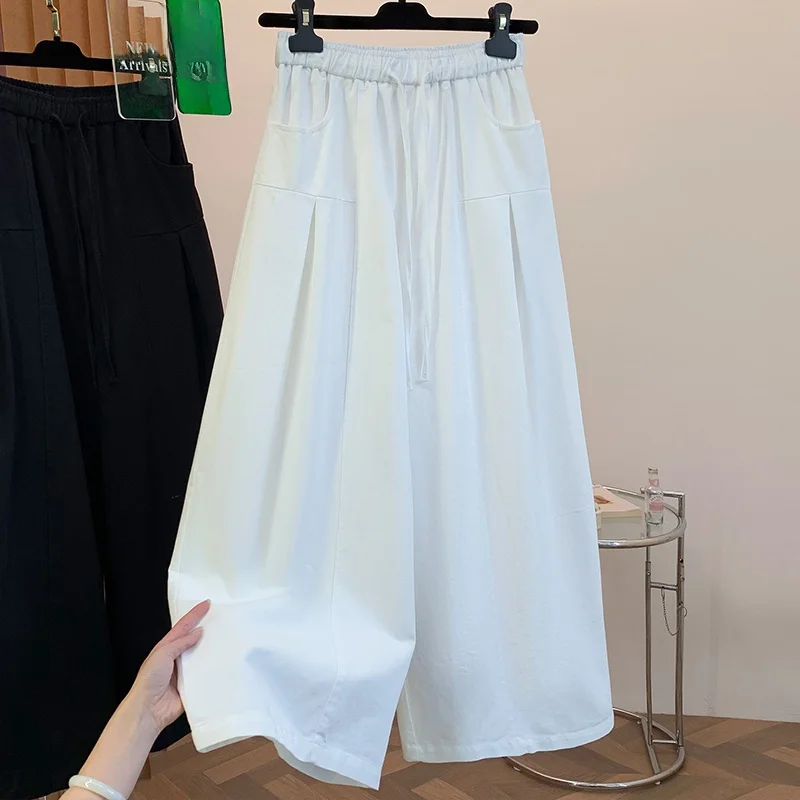 

Модные свободные брюки с широкими штанинами, удобные брюки-капри для женщин больших размеров, новинка весна-лето.