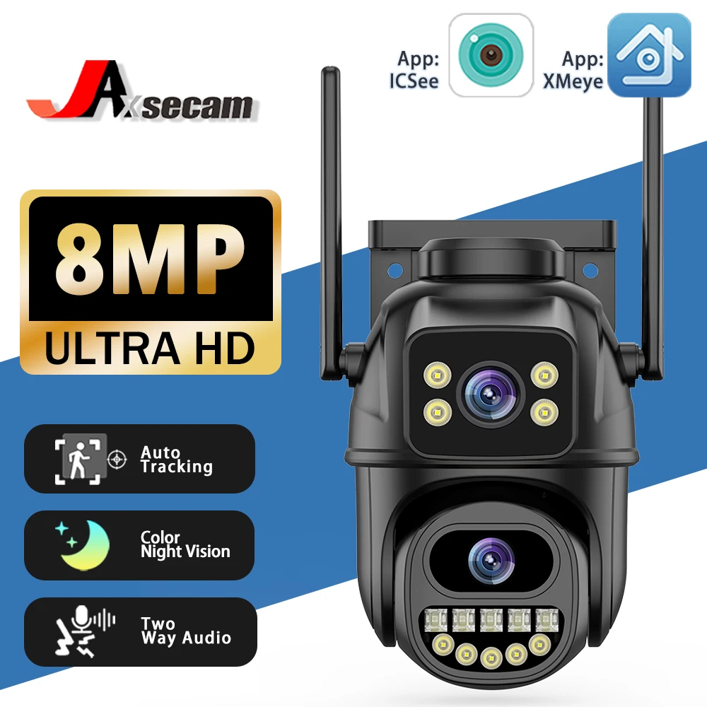 

ICSEE HD 8MP PTZ WiFi 4K Camera Dual Lens Dual Screens Security Protection Color NightVision AI Track Outdoor IP CCTV Survalance