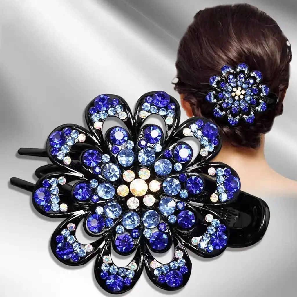 

Women Coiled Rhinestone Elegant Hair Clip Three Tooth Clip Korean Style Girls Hair Accessories Duck Billed Hairpins Headwear