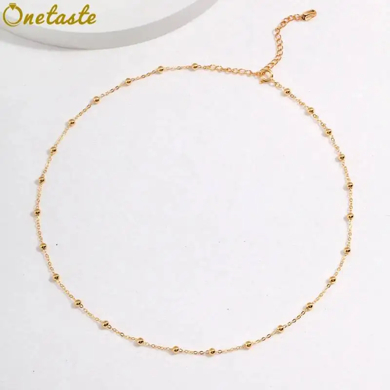 925 Sterling Silver Thin Station Chain Necklace For Women Simple Stackable Rosary Beaded Necklace Trendy Gift