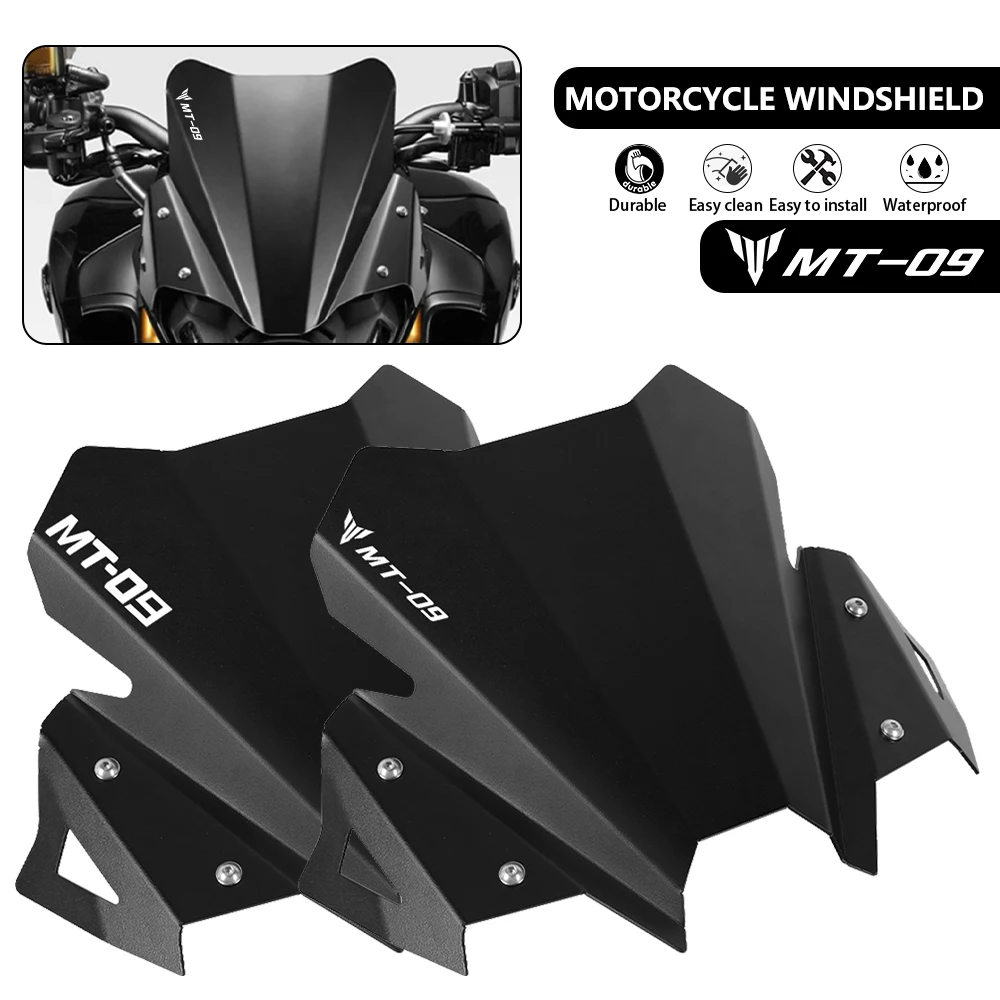 

2023 2024 Motorcycle Accessories Windshield Windscreen Wind Shield Deflectore Kit For YAMAHA MT09 MT-09 MT 09 2021 2022 mt09