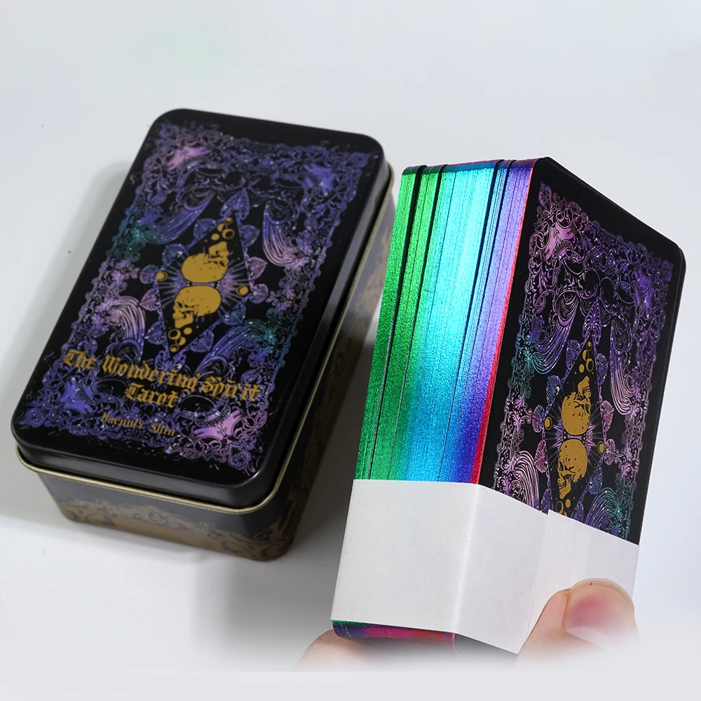 The Wandering Spirit Tarot Storage Box Metal 78 Pcs Tarot Cards In a Tin Box Edition for Beginners Divination Tools Fortune Tell