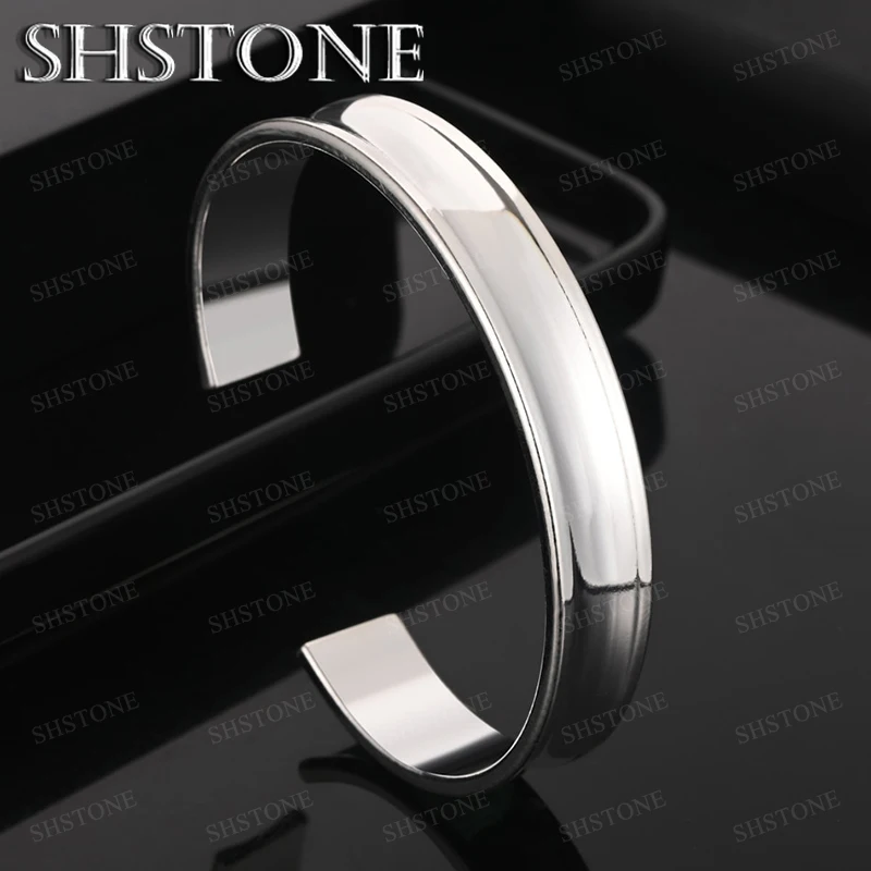 

12mm 925 Sterling Silver Bangle Jewelry For Women Men Fashion Engagement Wedding Party Simplicity Accessories Birthday Gift