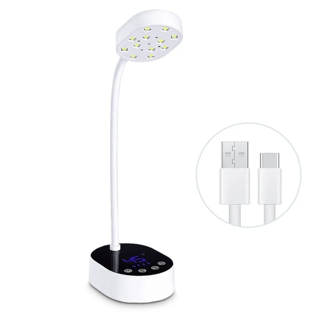USB Type-C UV LED Nail Lamp with 4 Timer Settings LCD Touch Control Rechargeable Nail Lamp 360° Bendable Drying Nail Dryer view 5