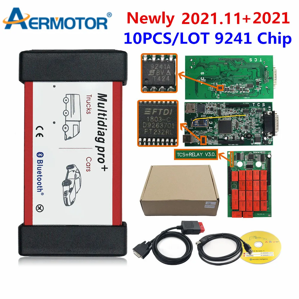 10PCS 2021.11/2020.23 Multidiag Pro TCS DS/ACTM OBD2 Diagnostic Tool 2017.R3 With Keygen /2018.R0 For TCS  For Multi Cars Trucks