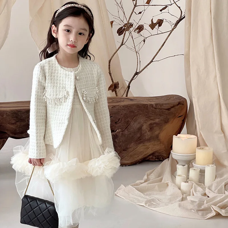 Girls Dress Suit Spring and Autumn Small Fragrant Wind Childrens Dress Baby Fashion Causal Simple Girls Princess Dress Set