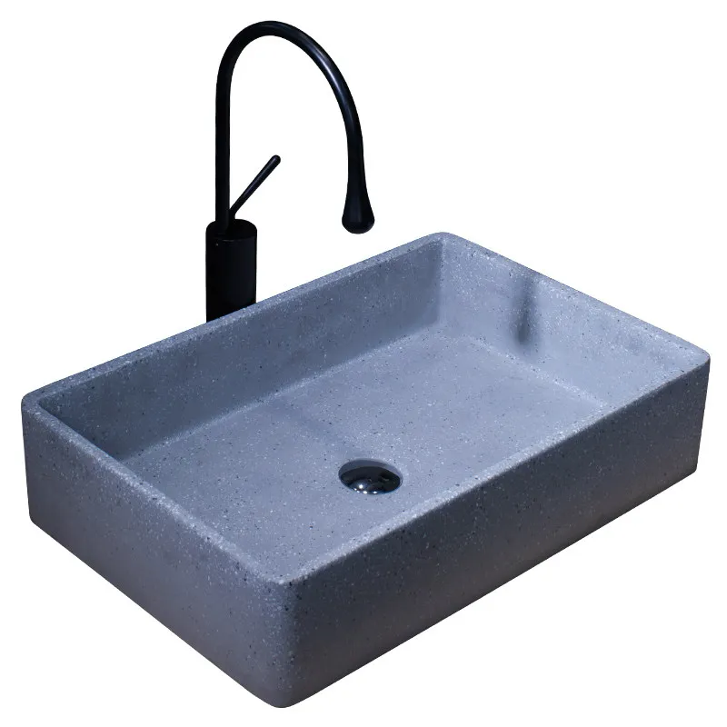 

Бетонная платформа для мытья рук, цементная раковина для лица, ретро-терраццо, квадрат