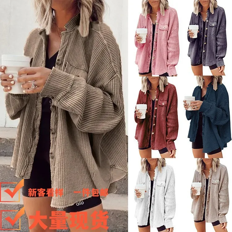 

2025 Autumn New Fashion Casual Turn-Down Collar Pocket Patchwork Irregular Shirt Jacket for Women