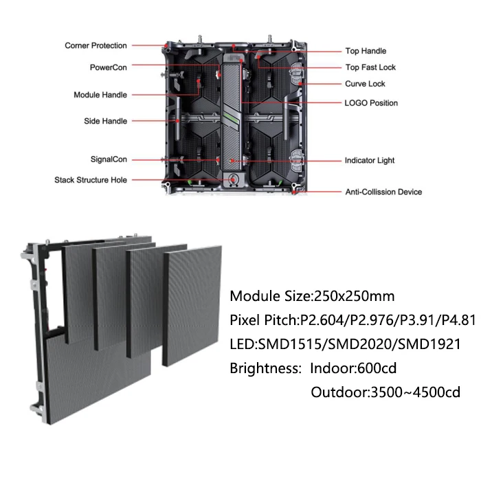 P3.91 Full Color Event Party Screen Easy Install Stage Led Screen Outdoor Indoor 500*1000mm Outdoor Led Video Wall