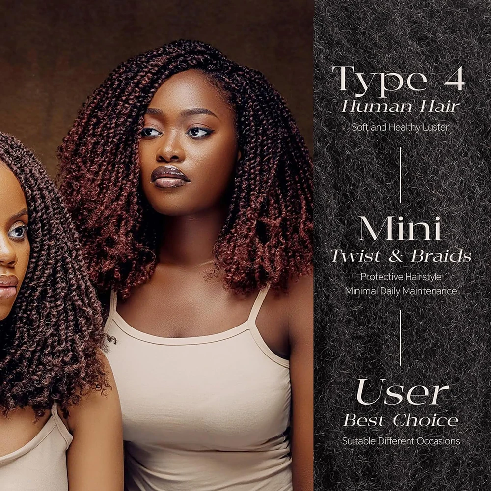 Afro Kinkys cabello humano a granel 100% cabello humano para Mini extensiones trenzadas de rastas Loc pelo Afro rizado a granel negro Natural