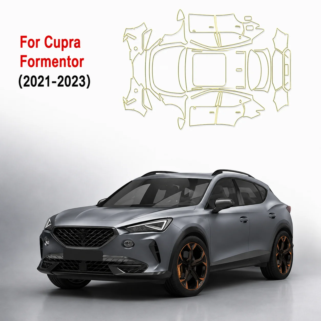 Für Cupra Formentor 2021-2023 9Mil TPU Lackschutzfolie Kit Vorgeschnittene PPF Matt- und Transparente Schutzfolie Karosserie Kratzfest