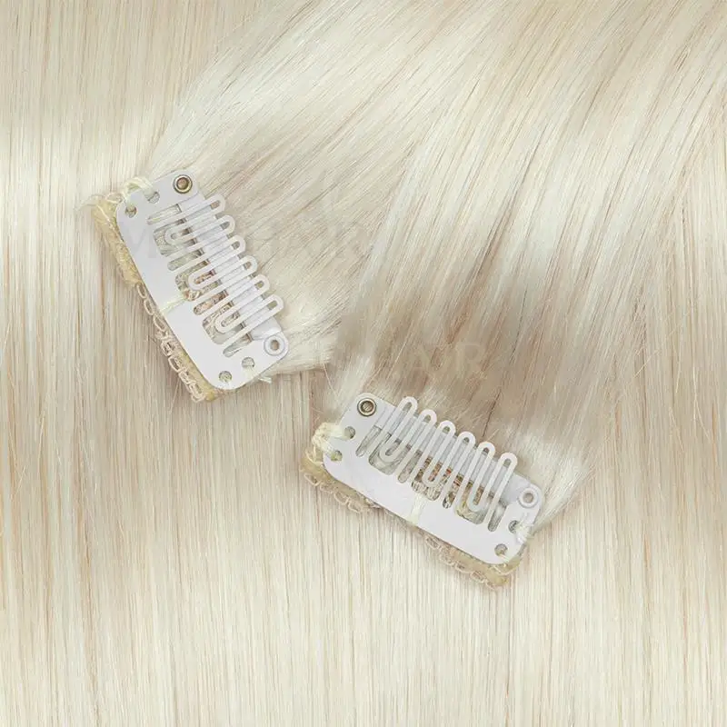 Ice Blonde #1001 Clip In Hair Extension Human Hair Extensions Natural Real Hair 7pcs/set Clip-On Hair Full Head 14