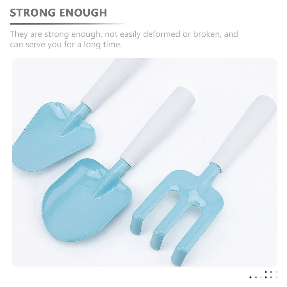 1세트 어린이 정원 도구 내구성 있는 작은 삽과 갈퀴 밝은 색상 정원 이식 및 식물 관리용