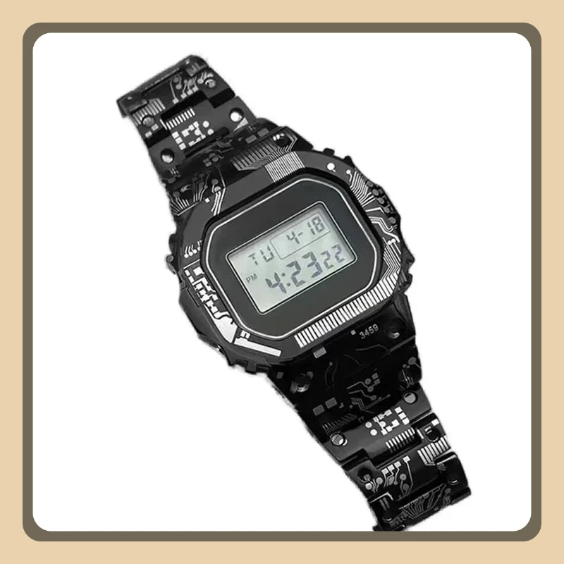 DW5600 GW5610 طقم عصري لساعة كاسيوك إطار معدني وحزام G5600E GWB5600 GWM5610 DW5600 مع أدوات تجديد #4