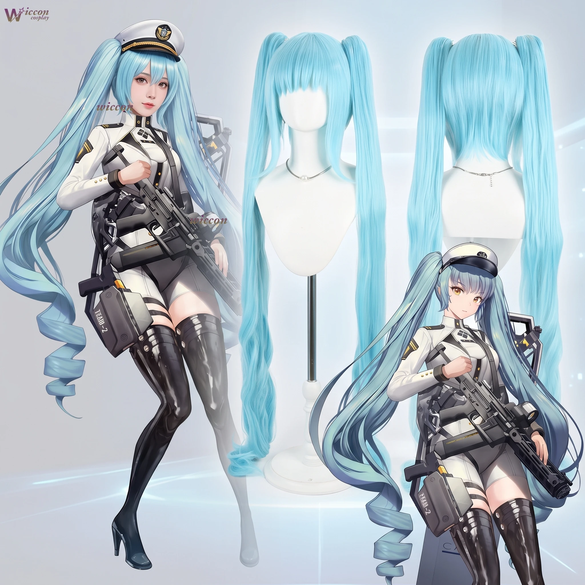 Game Anime GoddeeVictory Niikke Privaty Cos Wig Simulated Scalp Detachable Extra Long Ponytail 120CM Women Halloween Roleplay
