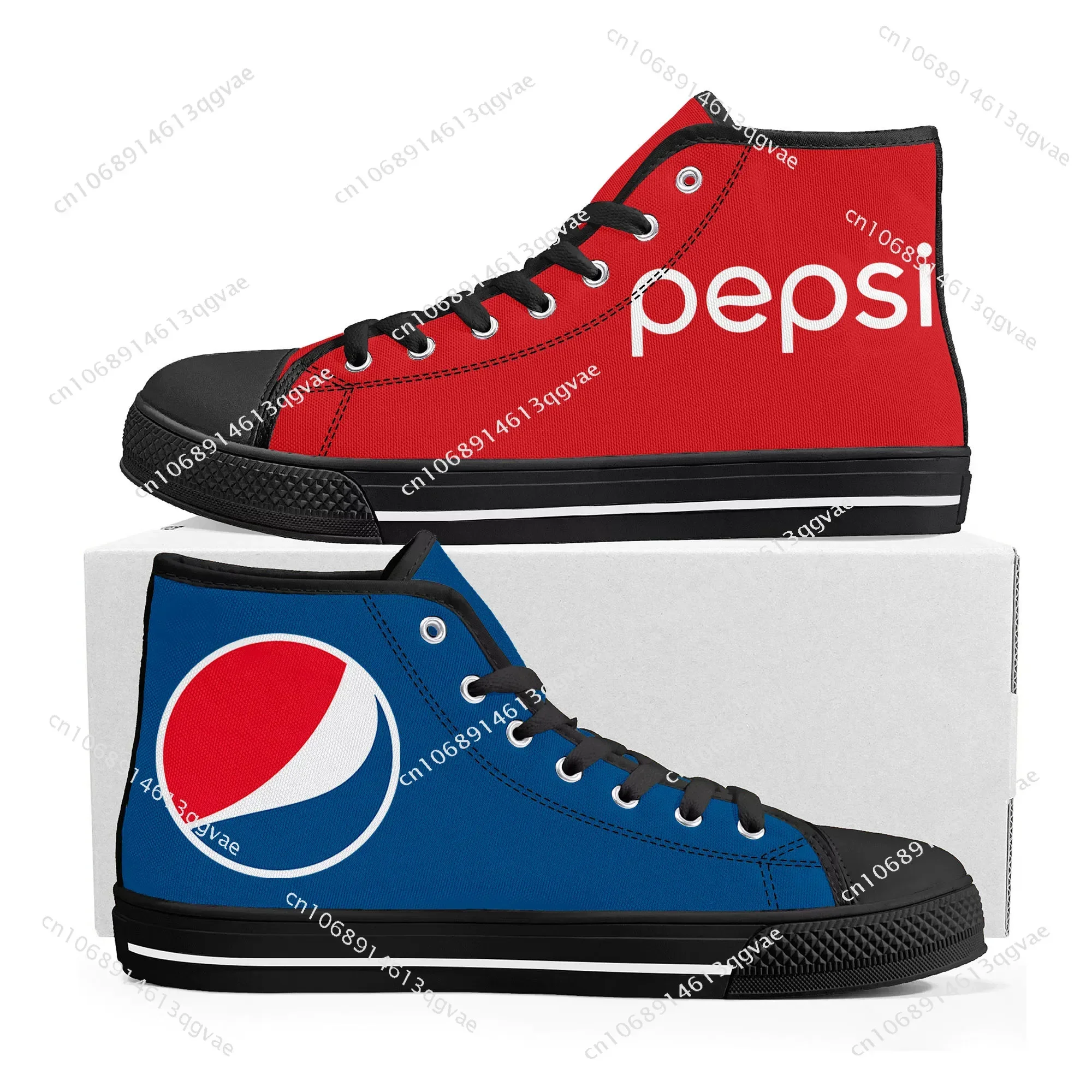 

P-Pepsi-Cola High Top High Quality Sneakers Mens Womens Teenager Canvas Sneaker Custom Made Shoe Casual Couple Shoes Black