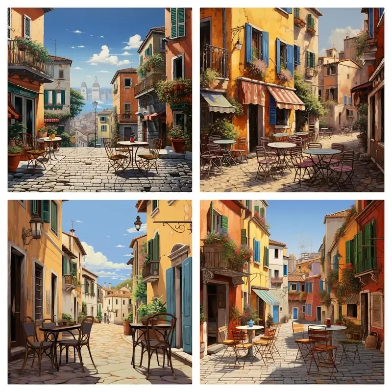 

CHENISTORY DIY 5D Diamond Painting Town Landscape Full Square Diamond Painting Mosaic Diamond Embroidery Home Decor