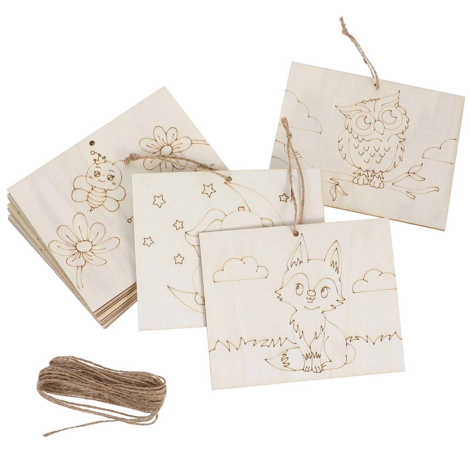 

12 шт. незавершенные украшения, предварительно нарисованный холст, деревянные вырезы с животными, детские доски для рисования, художественные элементы, домашний декор, поделки, формы