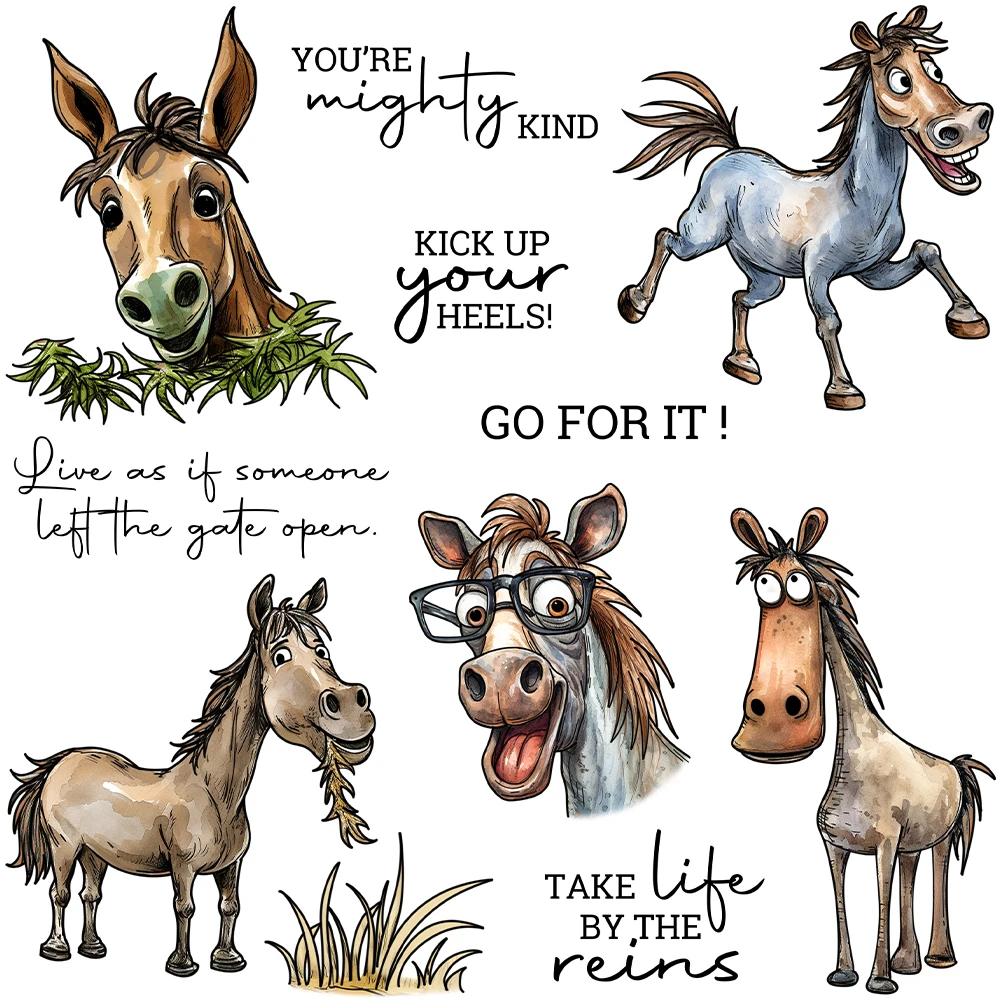 Mangocraft Cartoon Horse Cutting Dies Clear Stamp DIY Scrapbooking Supplies Metal Dies Silicone Stamp Cards Albums Decor