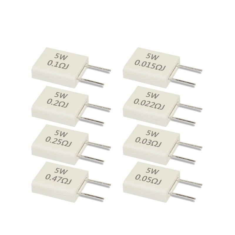5pcs Non-inductive Ceramic Cement Resistor 5w 0.1 0.15 0.22 0.25 0.3 0.33 0.47 0.5 4 Ohm 0.1r 0.15r 0.22r 0.25r 0.3r 0.33r 4r