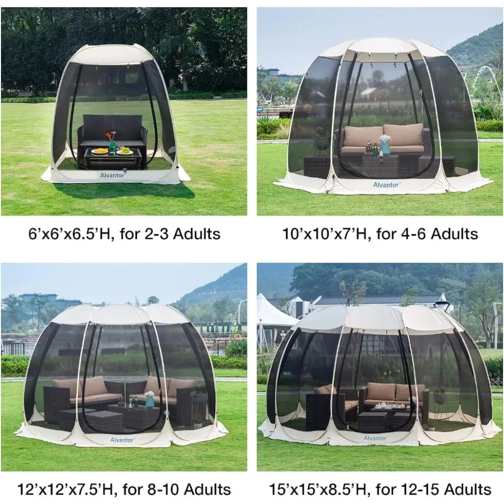 Screen House Room Camping Tent Outdoor Canopy Pop Up Sun Shade Hexagon Shelter Mesh Walls Not Waterproof