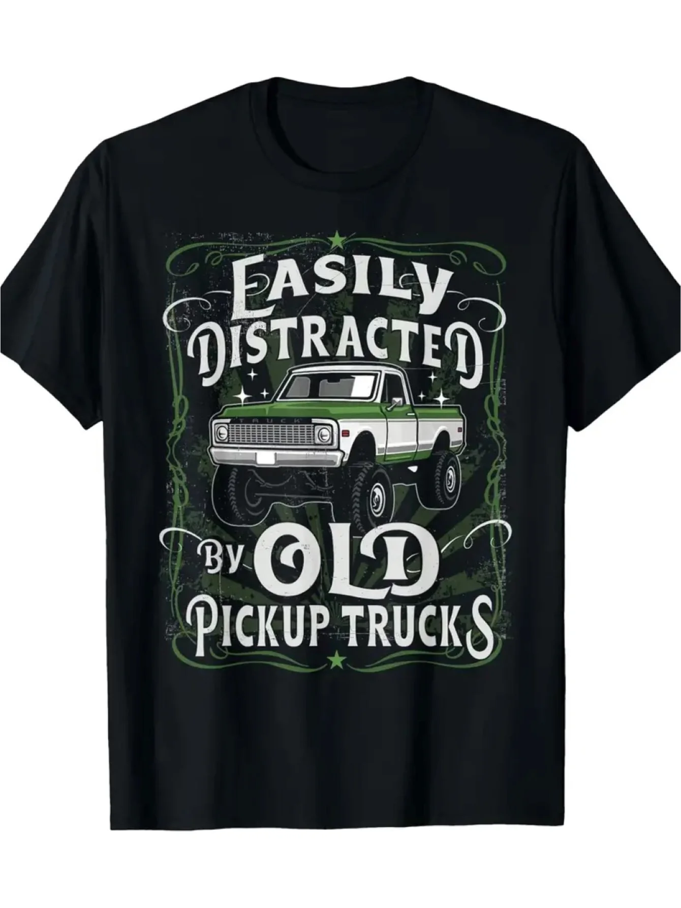 

Men's Classic Cotton T-Shirt - Crew Neck, Regular Fit with Vintage Pickup Truck Graphic