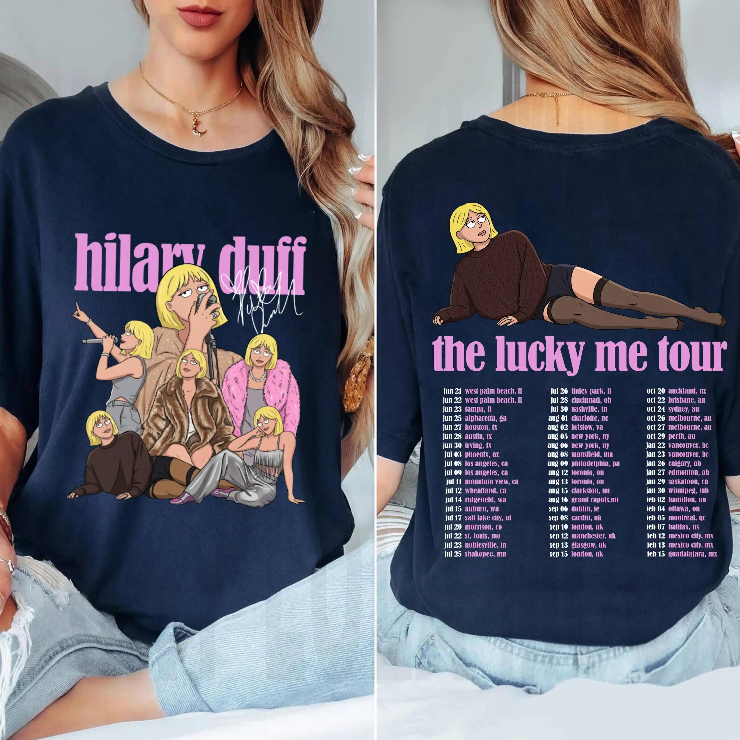 Hilary Duff The Lucky Me Tour Shirt, Hilary Duff Tour 2026 Tee, Double Sided Concert Shirt, Pop Music Fan Gift