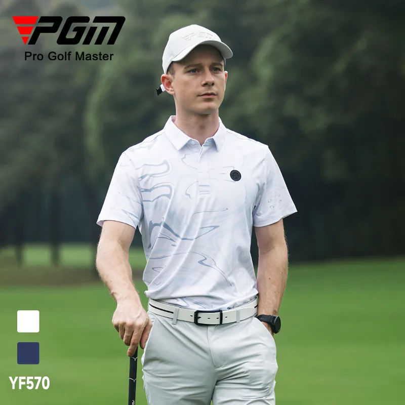 PGM Golf Men's Summer Men's Short Sleeved Sports T-shirt Moisture Wicking Quick Drying and Soft Elastic Top Golf