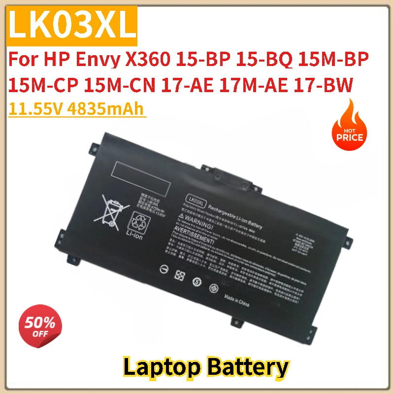 

High Quality LK03XL 11.55V 4835mAh Replacement Laptop Battery For HP Envy X360 15-bp003tx bq001na cn0001tx TPN-W127 W129 W132