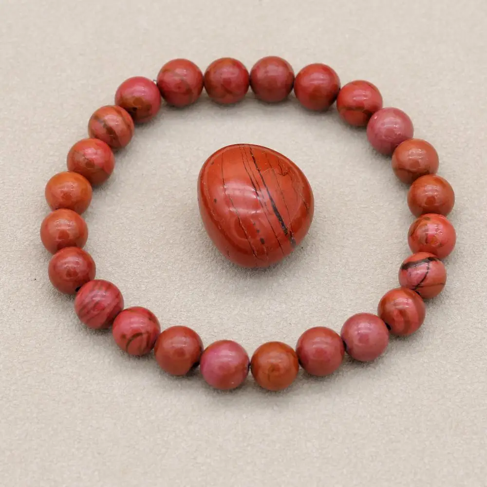 8mm Red Jasper Beaded Bracelet Tiger's Eye Apatite Chakra Strand Charm Bracelet Fashion Handmade Jewelry for Women Men