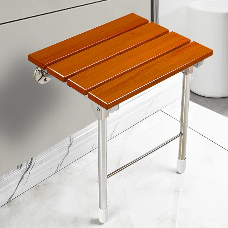 

Wall Mounted Solid Wood Folding Stool Bathroom and Shower Chair Porch Shoe Changing Stool Relaxation Bathroom Folding Chairs