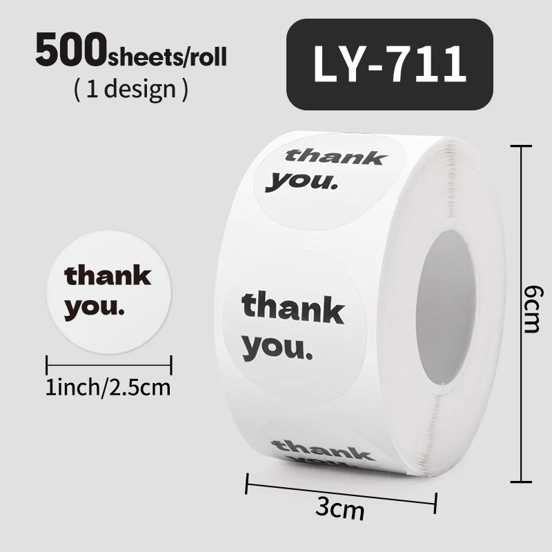 100-500 قطعة بسيطة بيضاء شفافة شكرًا لك ملصق الختم الدائري ملصقات الهدايا لملصق تزيين التغليف محلية الصنع #4