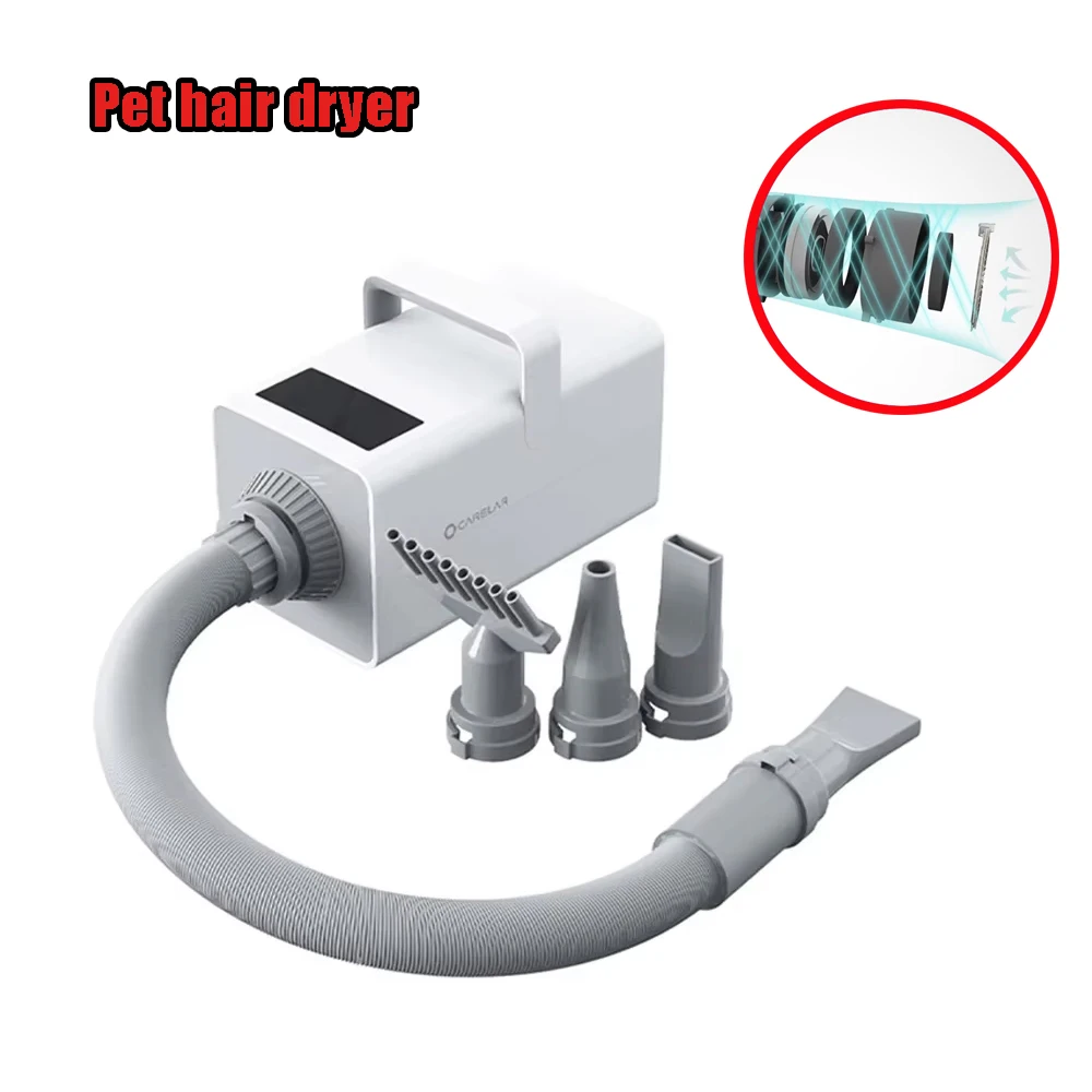 

Фен для животных с LED-дисплеем и сенсорным управлением, регулируемая мощность, для собак крупных, средних и мелких пород, кошек и других питомцев