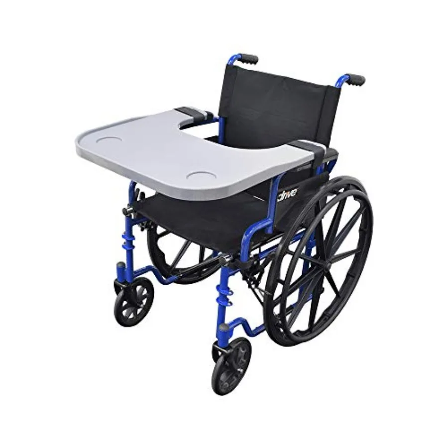 

Wheelchair Tray Table with Cup Holder - Fits 18-20 Inch Wide Standard Wheelchairs Like Drive Golden and Invacare Universal Remo