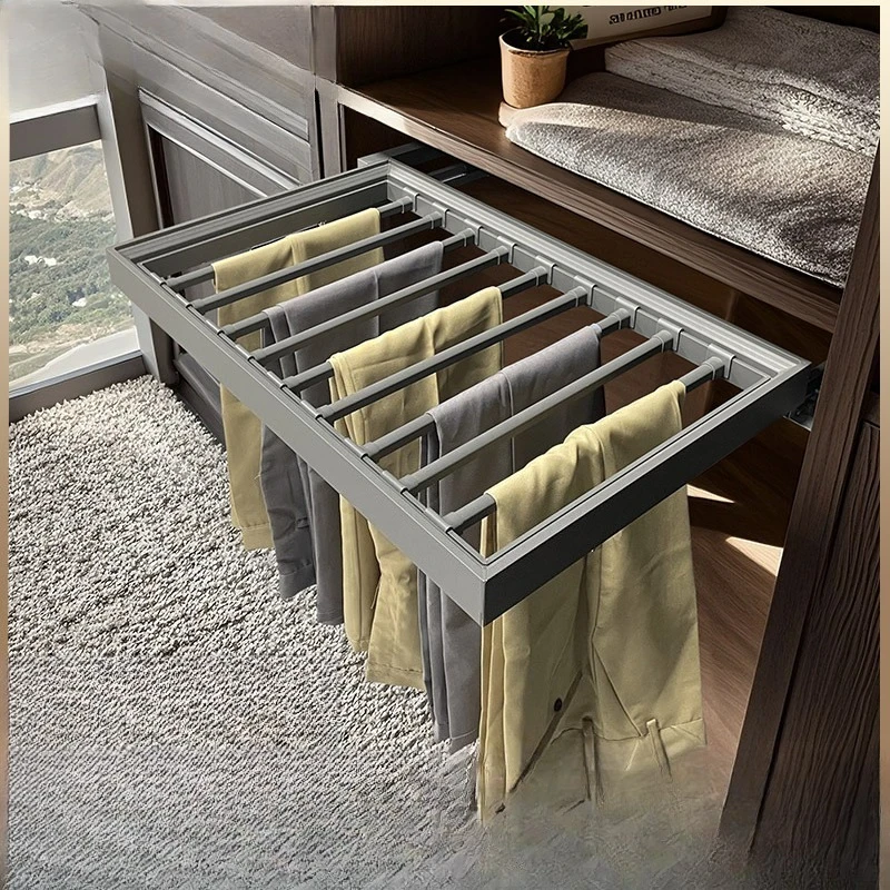 Wardrobe pants rack household hanging pants multi-functional sliding rail push-pull hardware accessories
