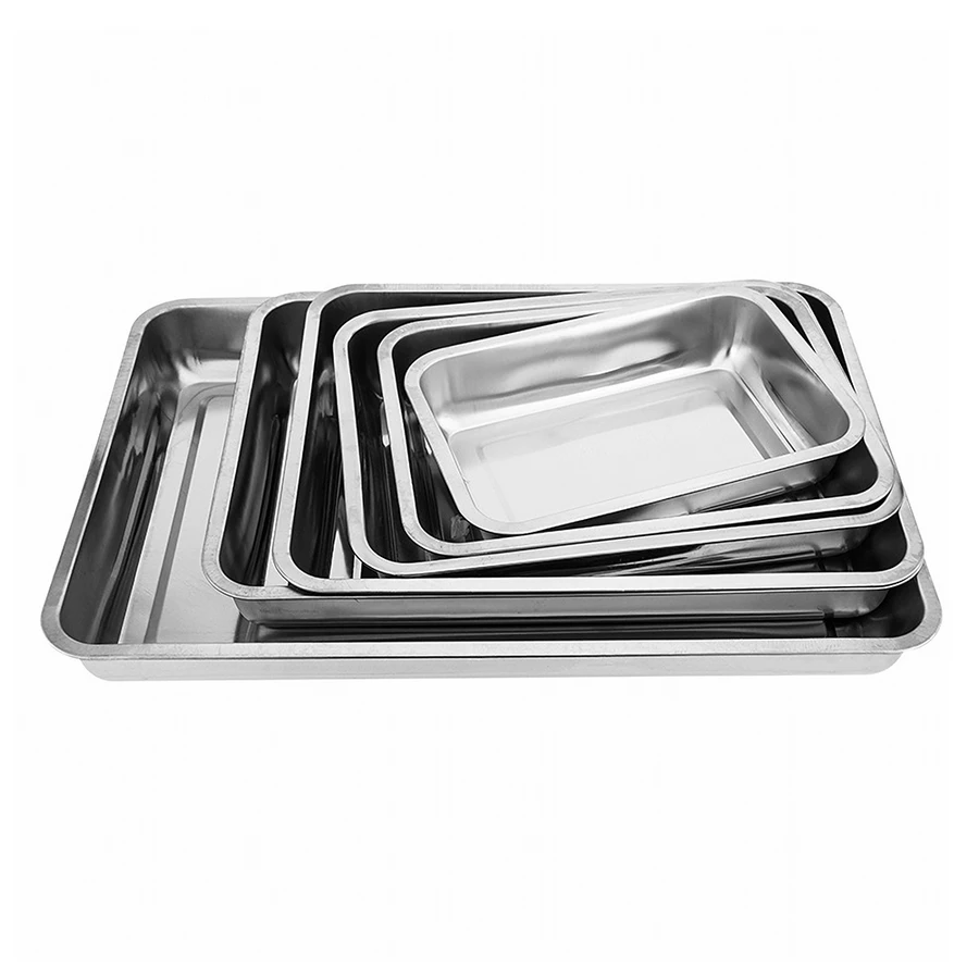 

1PCS Stainless Steel Rectangular Deep Storage Tray Dinner Plate Oven Cake Baking Pan Bakeware Food Container Kitchen Accessory