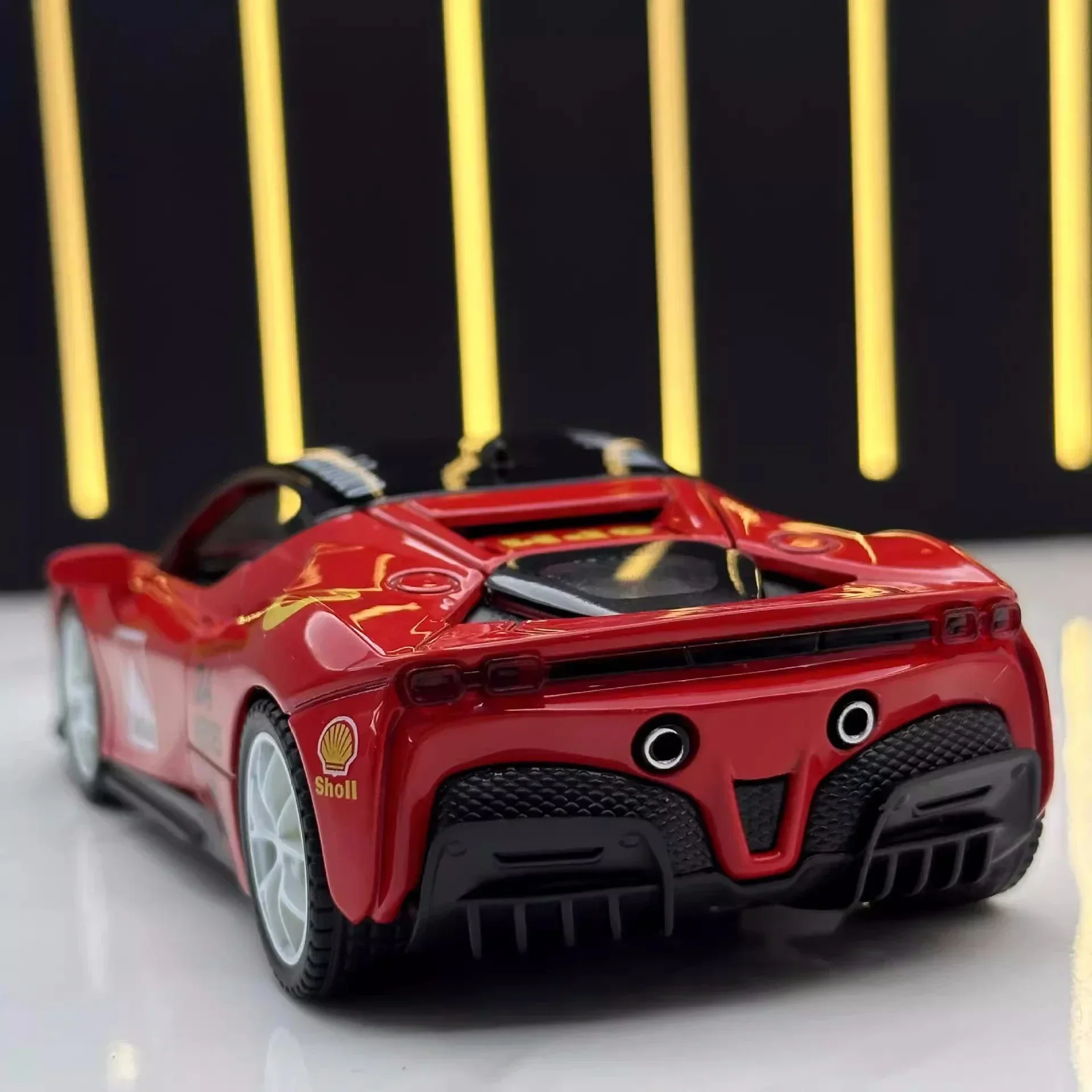 1:32 Ferrari SF90 sports car Diecast Metal Alloy Model Car Sound Light Pull Back Collection Toy Gifts