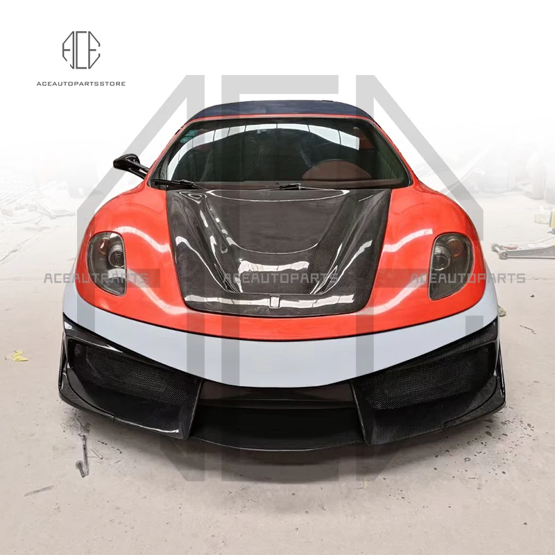 High Quality Body Kit For Ferrari F430 Real Carbon Fiber Front And Rear Bumper Lip Back Diffuser Spoiler Wing Front Hood FRP