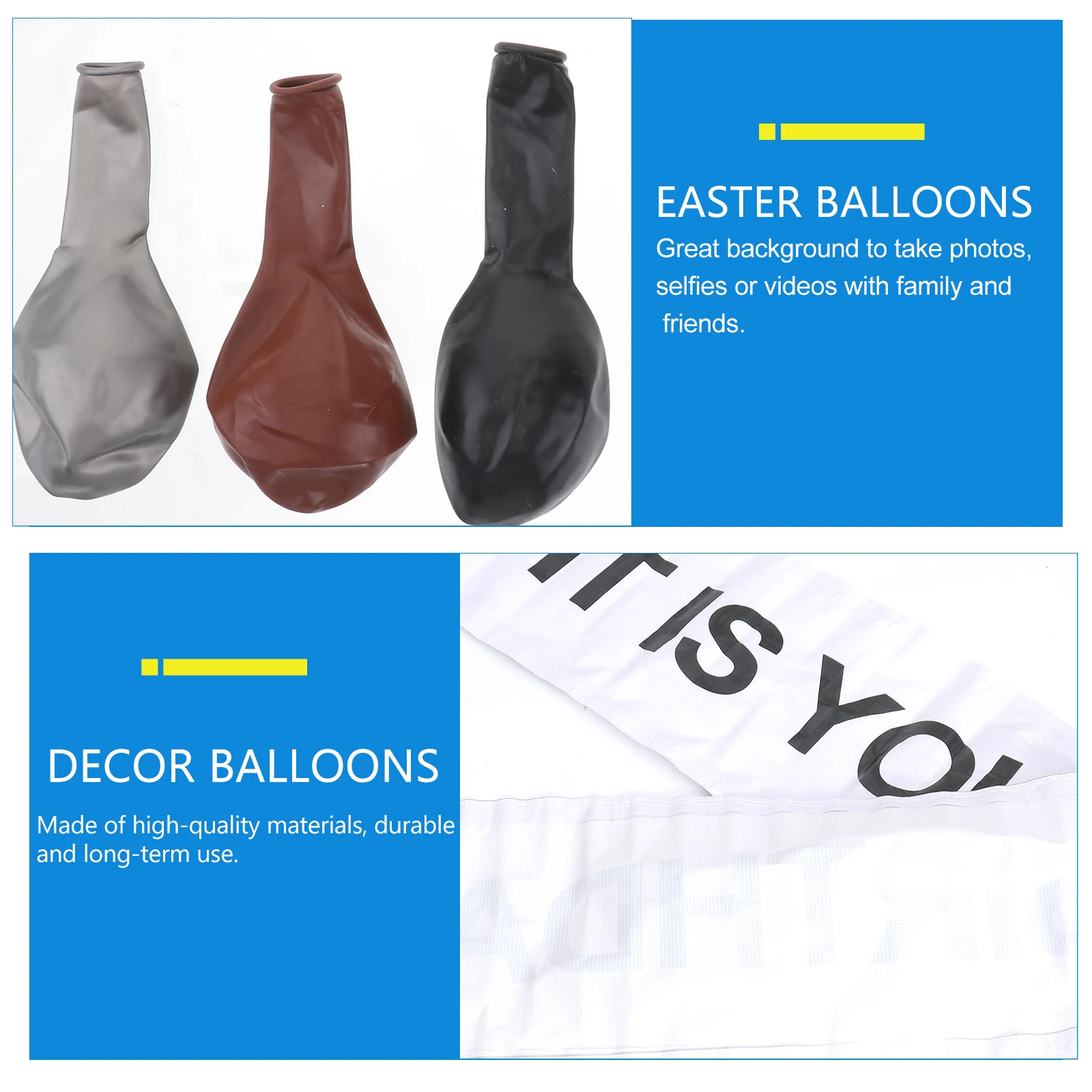 

48Pcs It's Your Birthday Banner Set Latex Balloons Black Brown Grey Party Decoration Supplies